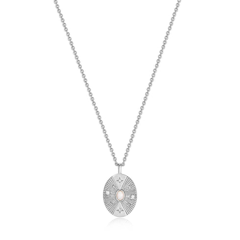 Silver Scattered Stars Kyoto Opal Disc Necklace